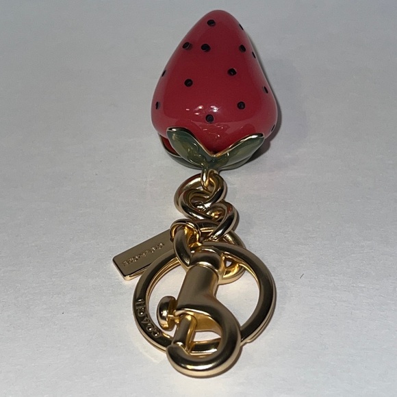 Coach Strawberry Purse Charm and Keychain with Gold Accents Like NEW! - Picture 4 of 6